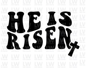 He Is Risen DTF Transfer, Easter Design Black Transfers, Jesus DTF Transfers, Ready To Press, Direct To Film, Cold Peel Transfers 2365
