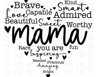 Mama Definition Heart Mother's Day DTF TRANSFER | Ready To Press | Direct To Film | Cold Peel Transfers | Fast Shipping | MD23
