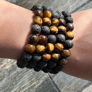 Tigers Eye/Lava Stone Pull bracelet