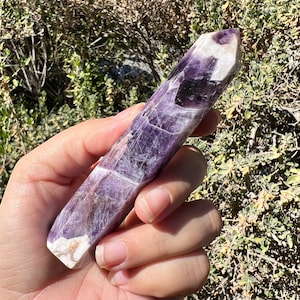 Chevron Amethyst Crystal Tower Anxiety Relief | February Birthstone Gift | Pices Zodiac Decor | Healing Crystal Point