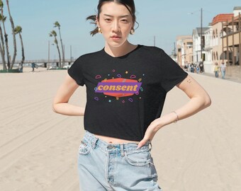 Consent Cropped Top Consent Tee Consent Shirt My Body Shirt My Body Tee Feminist Shirt T-shirt Feminism My Choice Shirt
