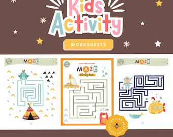 Kids Maze Activity Book | Printable Puzzle Games (PDF Download 8.5x11 in.)