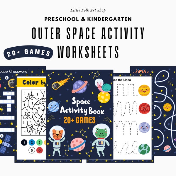 Outer Space Activity Book for Kids, Printable Solar System Games, Preschool Learning Activities, Free Space Posters, Digital Download