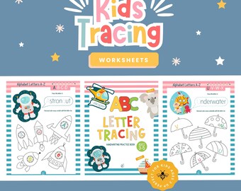 Libro para colorear y practicar el trazado del alfabeto, hojas de trabajo imprimibles para escritura a mano en preescolar.