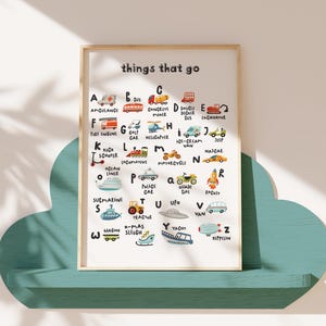 Transport Alphabet Nursery ABC Printable Wall Art Vehicle Boys Room Decor Educational Digital Print