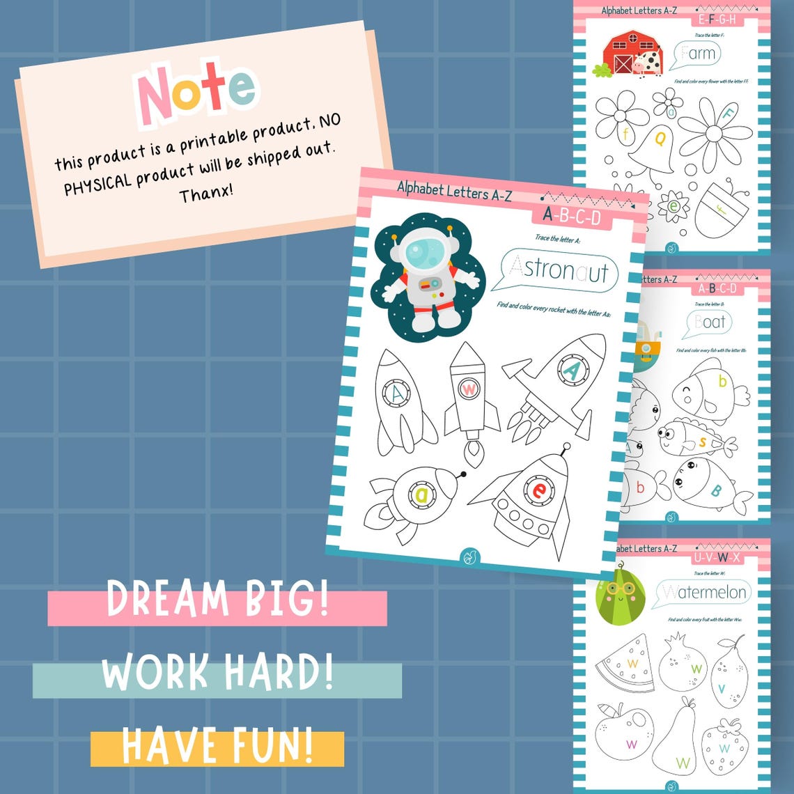 Alphabet Tracing Practice Coloring Busy Book Preschool Handwrting ...