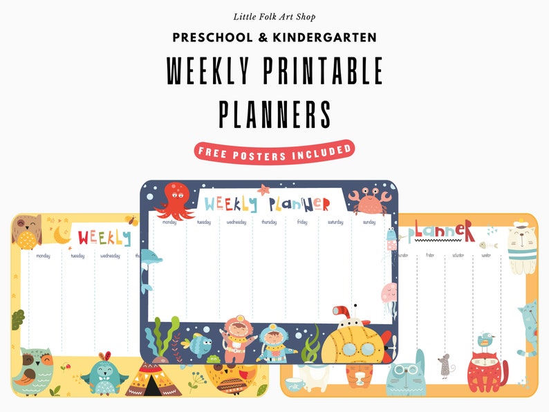 Weekly Printable Planner, Daily Planners for Kids, Cute Childrens ...
