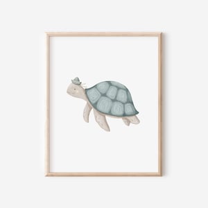 Turtle Watercolor Art Print: Nautical Nursery Decor (Digital Download)