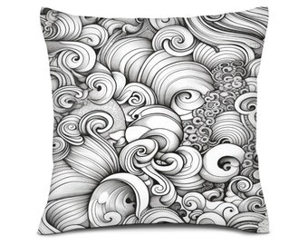 Abstract Swirls #2, Colouring In Cushion Covers, Sofa Cushion Covers, Adult Colouring In, Kids Colouring In, Lounge Cushion Covers
