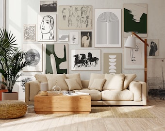 Maximalist Vintage Gallery Wall Set de 17, Descarga digital de ALTA CALIDAD, MEGA Bundle, Conjunto de galería ecléctica, Mediados de siglo, Impresiones de pared modernas