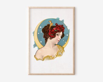 Eklektyczna sztuka, malarstwo do druku, sztuka ścienna vintage, sztuka portretowa, sztuka ścienna do pobrania, wydruk plakatu, sztuka ścienna galerii, sztuka boho