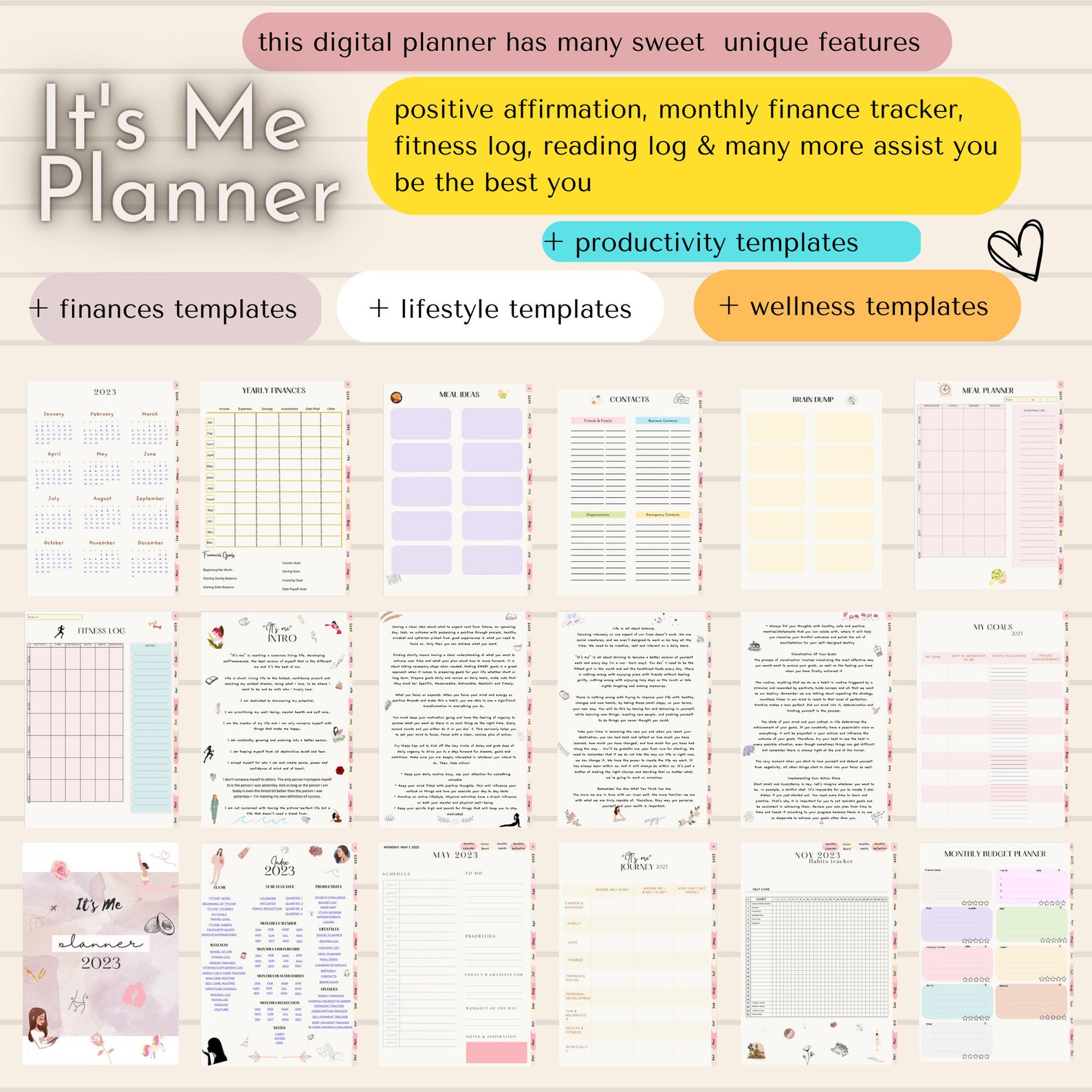 Digital Planner Dated Digital Planner It's Me 2023 Etsy