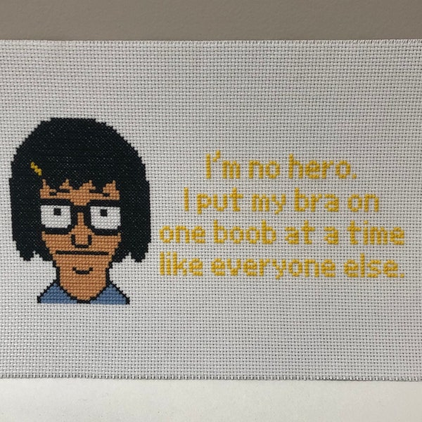 Bob's Burgers Tina Belcher I'm No Hero Inspired Cross Stitch PDF Pattern Instant Download