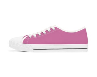 Women's Low Top Sneakers, Pink Shoes, Cancer Awareness Shoes, Pink Low Tops