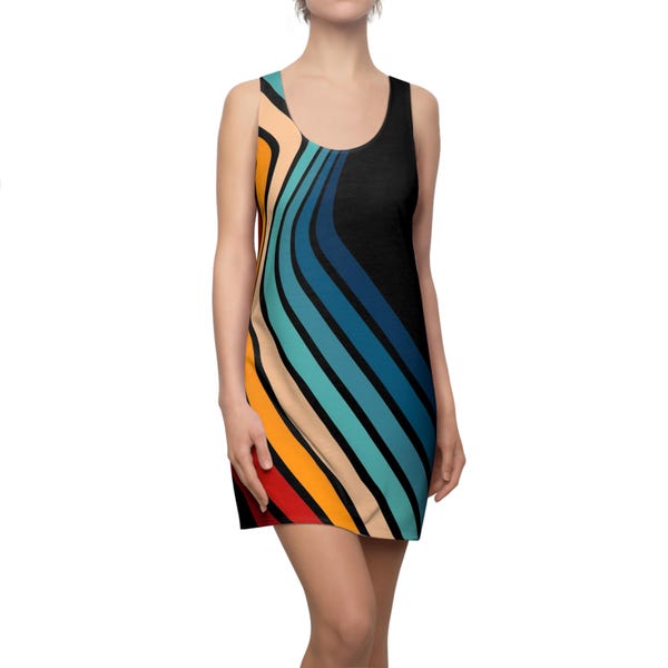 Women Rainbow Stripes Tent Dress
