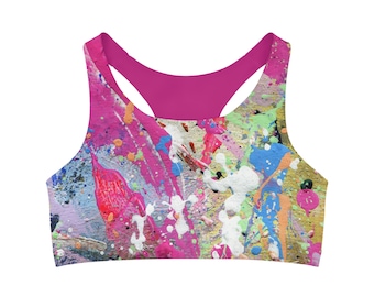 Seamless Sports Bra Paint Splatter