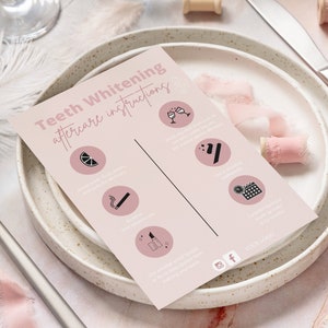 Printable Teeth Whitening Aftercare Template, Editable Teeth Whitening After Care Guide, Printable Teeth Treatment Care Instructions Card