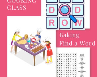 Baking Find a Word - DIGITAL FILE - Teacher Resource, Home Economics, Cooking Class, Food Technology, Homeschool, Cooking with Kids & Teens