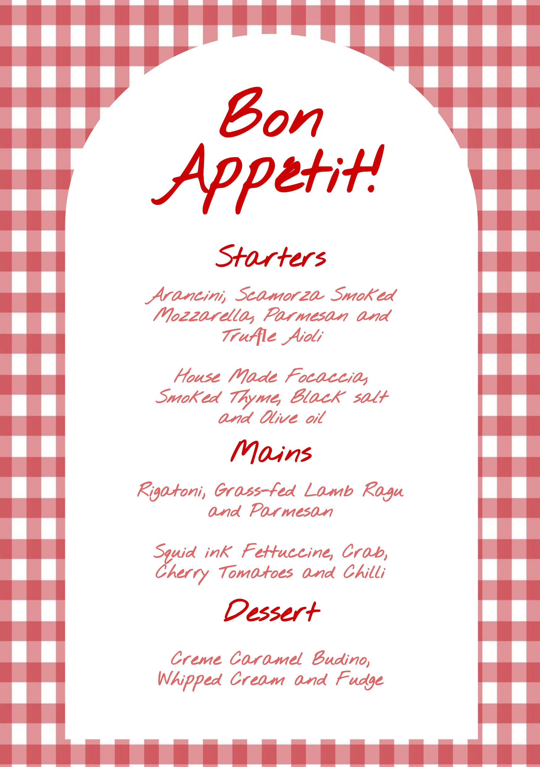 Italian Style Menu Digital Template / Digital Download / Italian Feast