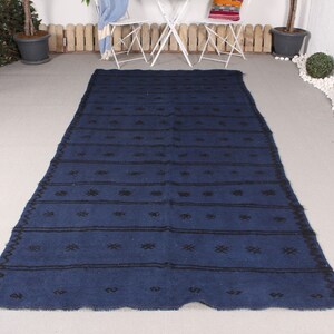 Vintage tapijt hennep kelim grote Turkse Oushak tapijten voor slaapkamer 5,1x10,1 ft blauw patroon hennep interieur ontwerper Vintage Home decor helder