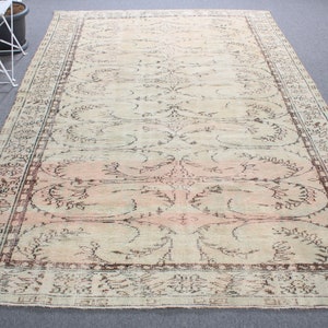 Turkish Rug, Vintage Rug, 6.5x10 ft Large Rugs, Anatolian Rug, Rugs For Salon, Beige Oriental Rugs, Large Oushak Rug,