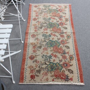 2.4x4.7 ft Small Rugs, Vintage Rug, Turkish Rug, Oushak Rugs, Rugs For Bathroom, Beige Floor Rugs, Small Wool Rug,