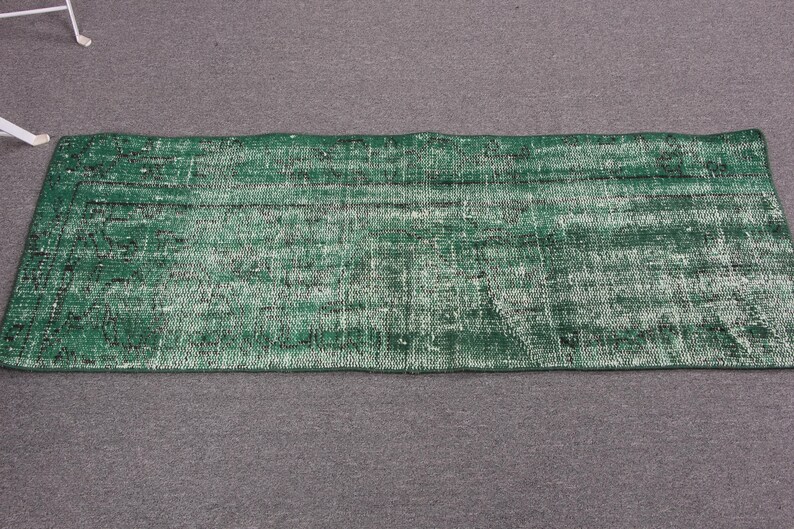 Turkish Rug Small Vintage Small Rug, 1.5x4.3 Ft Turkish Rug, Green Oushak Wool Rug - Etsy
