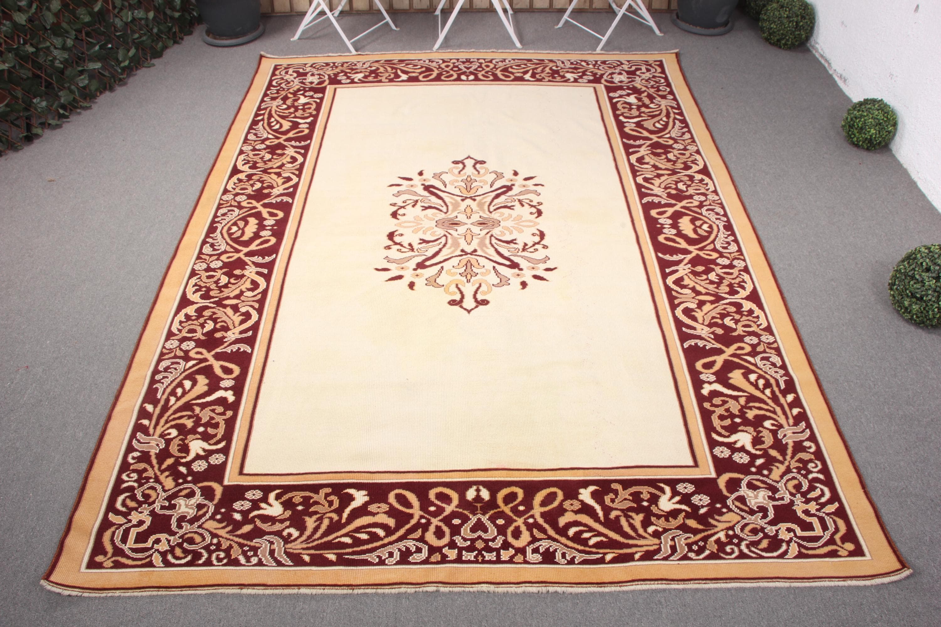 Tappeto turco, tappeto vintage, tappeti grandi 7x9, tappeti anatolici, tappeti per soggiorno, tappeto beige 6,9x9 piedi, tappeto turco rustico, tappet