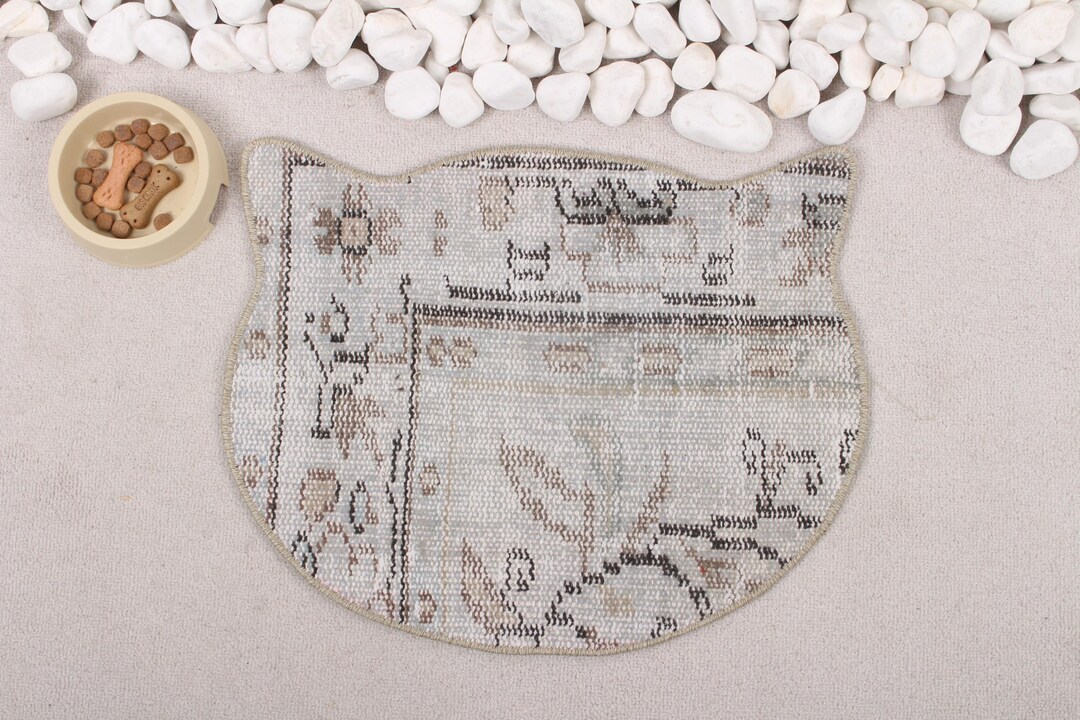 Handmade Cat Head Rug Pad, Eco-friendly Boho Pet Mat for Cats, Natural ...