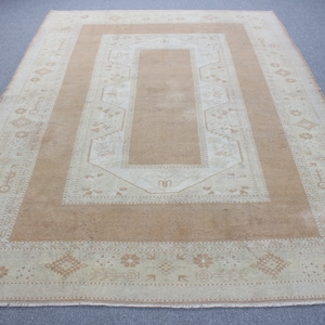 Turkish Rug, 6.6x9 ft Large Rug, Vintage Rug, Antique Rugs, Rugs For Living Room, Beige Oriental Rugs, Large Wool Rug,