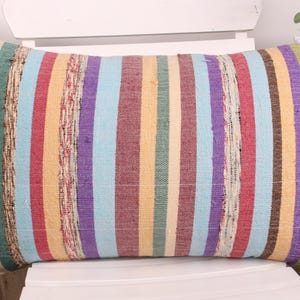 Throw Kilim Pillow, Kilim Cushion Sham, 16x24 Ethnical Kilim Rug Pillow, Pillow for Sofa, Blue Cushion, Handmade Rectangular  Pillow,
