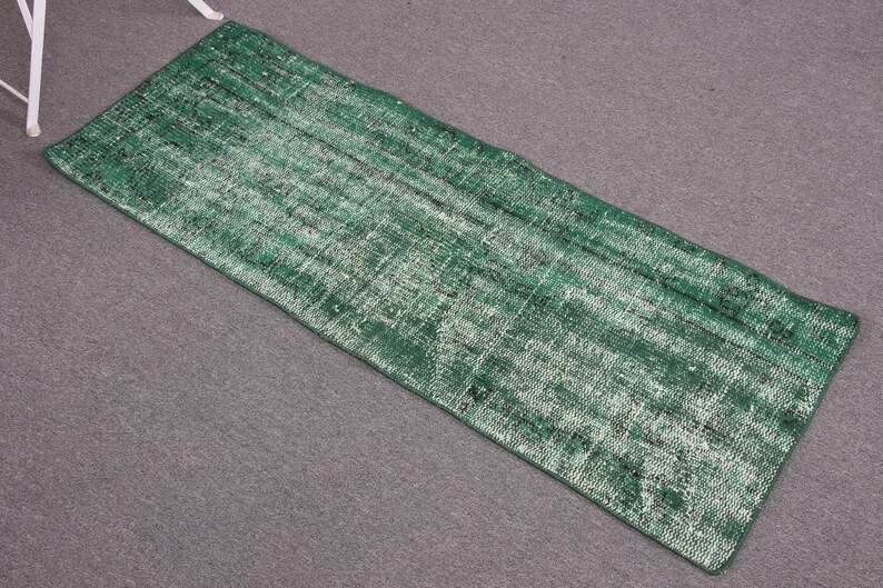 Turkish Rug Small Vintage Small Rug, 1.5x4.3 Ft Turkish Rug, Green Oushak Wool Rug - Etsy