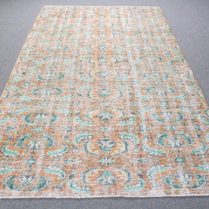 Turkish Rug, Vintage Rug, 5.5x9.5 ft Large Rug, Antique Rug, Rugs For Bedroom, Orange Modern Rugs, Turkish Salon Rug,