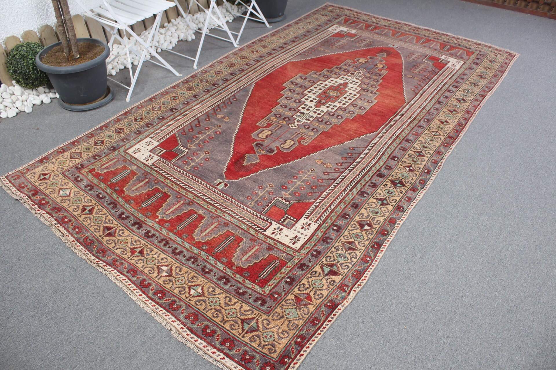 45.5×104 \"Red rose” ViNTAGE TURKiSH RUG 45.5×104 