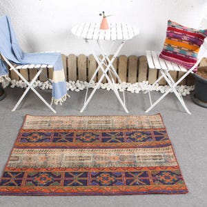 Kelim Teppich, Kleiner Teppich, Kelimteppich, Anatolisches Muster, 100 x 120 Wollteppich, Handgewebter Teppich