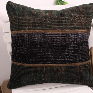 Ethnical Kilim Rug Pillow, Vintage Pillow, 18x18 Interior Designer Pillow, Vintage Kilim Throw Pillow, Brown Pillow Cover, Patchwork Pillow,