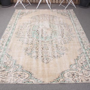 6x8 Large Rug, Turkish Rug, Vintage Rug, Anatolian Rugs, Rugs For Bedroom, 5.7x7.9 ft Beige Rug, Luxury Vintage Wool Area Rug, Oushak Rug,