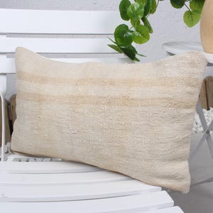 Vintage Pillow, Antique Pillows, 12x20 Interior Designer Pillow, Home Decor Pillow, Beige Cushion, Turkish Lumbar Pillow, Striped Pillow,