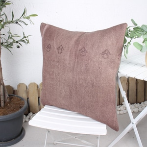 Almofada de carro, almofada Boho, almofada Kilim artesanal, almofada de presente 24x24, almofada Kilim vintage, capa de almofada marrom, almofada monocromática simples