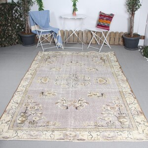 Vintage Rug Large Turkish Oushak Rugs For Bedroom 5.3x8 ft Gray Wool Decor Antique Vintage Anatolian Custom Floor Decorative Pastel Aztec