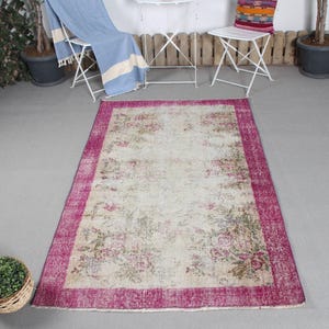 Vintage tapijt Turks accent tapijten Anatolisch voor salon 3,7 x 6,3 ft beige wollen bloemenpatroon etnisch neutraal Turks handgeknoopte kunst decoratief