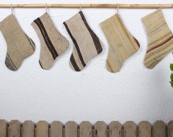 Meia de Natal vintage para tapete, decoração de kilim feita à mão, meia de família personalizada e personalizada, meia de Natal exclusiva para ideias de presentes de Natal