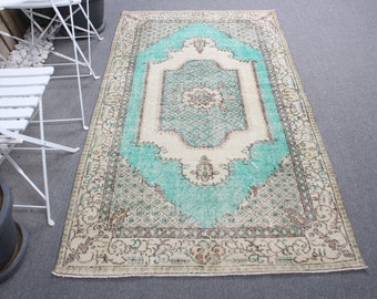 Turkish Rug, 3.8x6.7 ft Area Rugs, Vintage Rug, Antique Rug, Rugs For Bedroom, Green Oushak Rug, Vintage Area Rug,