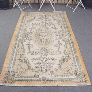 4x7 Area Rug, Turkish Rug, Vintage Rug, Anatolian Rugs, Rugs For Dining Room, 3.9x6.7 ft Beige Rug, Decorative Oushak Rug, Boho Area Rug,