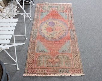トルコ絨毯、ヴィンテージの小さな絨毯、ボヘミアン アクセント ラグ