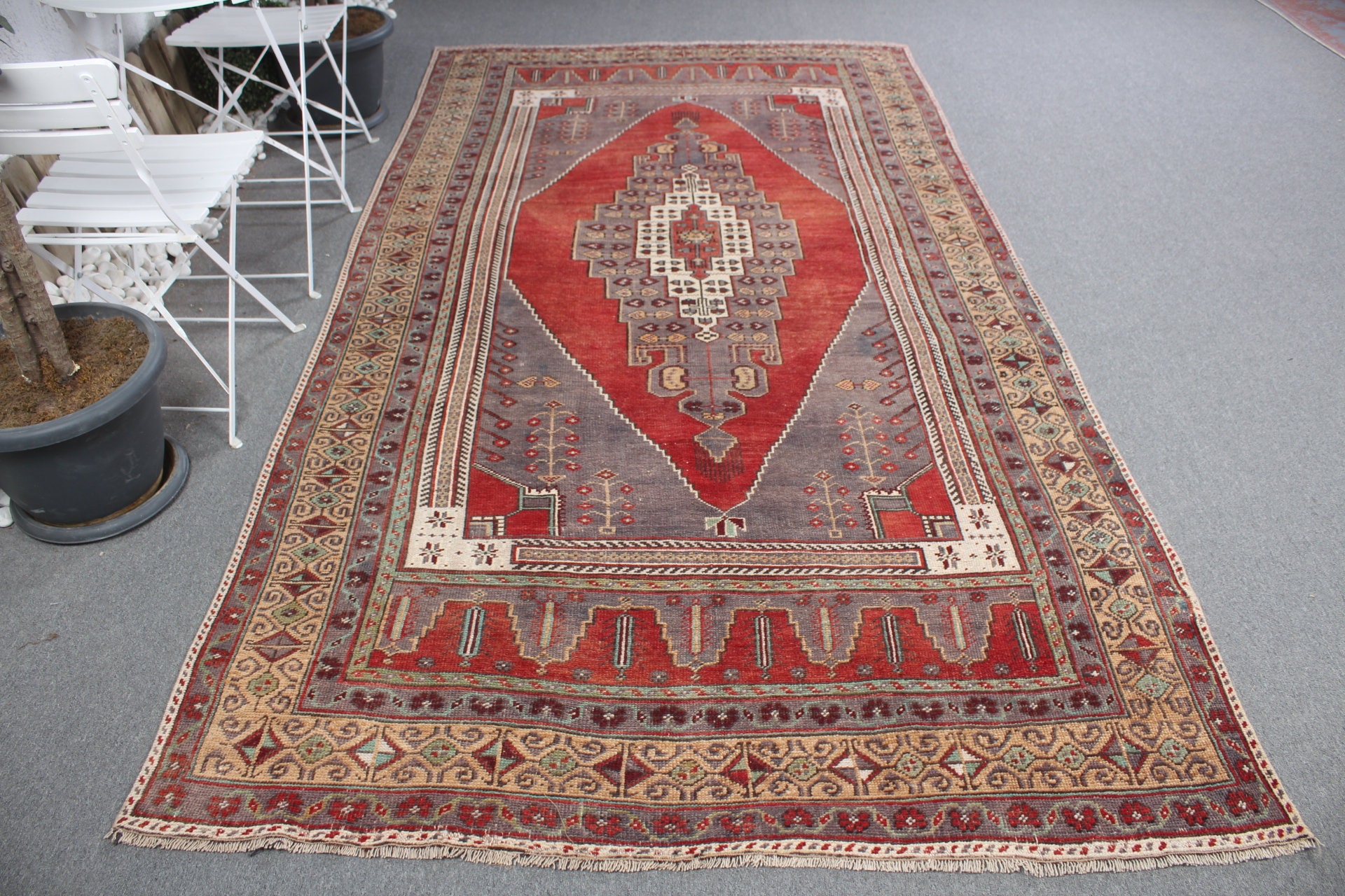 45.5×104 \"Red rose” ViNTAGE TURKiSH RUG 45.5×104 