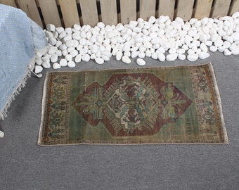 トルコ絨毯、ヴィンテージの小さな絨毯、ボヘミアン アクセント ラグ