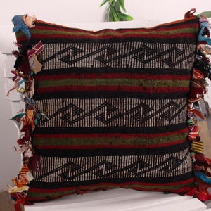 Cuscino Kilim fatto a mano, cuscino per divano, cuscino 18x18 per divano, cuscino etnico per tappeto Kilim, federa rossa per cuscino, cuscino autentico tessuto a mano,
