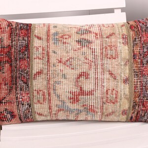 Pillow for Sofa, Antique Pillows, 12x20 Throw Kilim Pillow, Pillow for Couch, Beige Pillow Cover, Turkish Lumbar  Pillow, Patchwork Pillow,