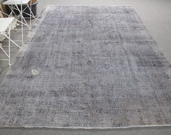 Turkish Rug, 6.9x10 ft Large Rug, Vintage Rug, Oushak Rug, Rugs For Living Room, Overdyed Rug, Black Antique Rugs, Large Vintage Rug,